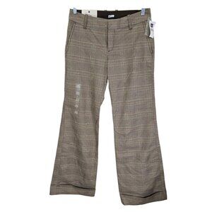 Gap Stretch Ultra‎ Low Fit Cuffed Hem Plaid Straight Leg Trouser Size 6 NWT